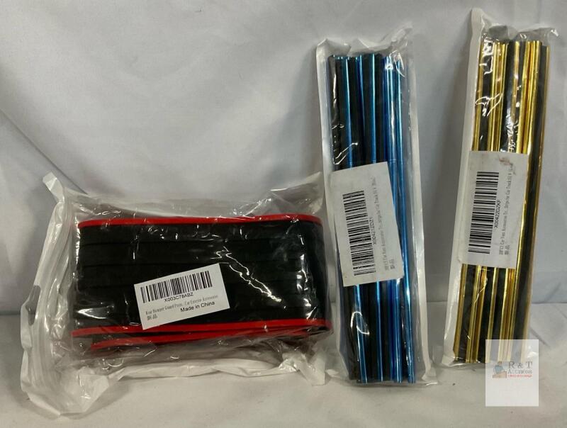 Car Vent Trim Strips 20PCS Blue Gold Black + Rear Bumper Guard Protector Black, Universal Fit