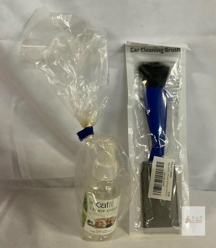 Catit Catnip Spray 3 fl oz for Cats & Car Cleaning Brush Blue Handle, New/Sealed, X0041Q01WH