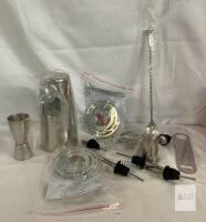 Stainless Steel Bartender Cocktail Shaker Set, 12pc: Boston Shaker, Jigger, Pourers, Spoon