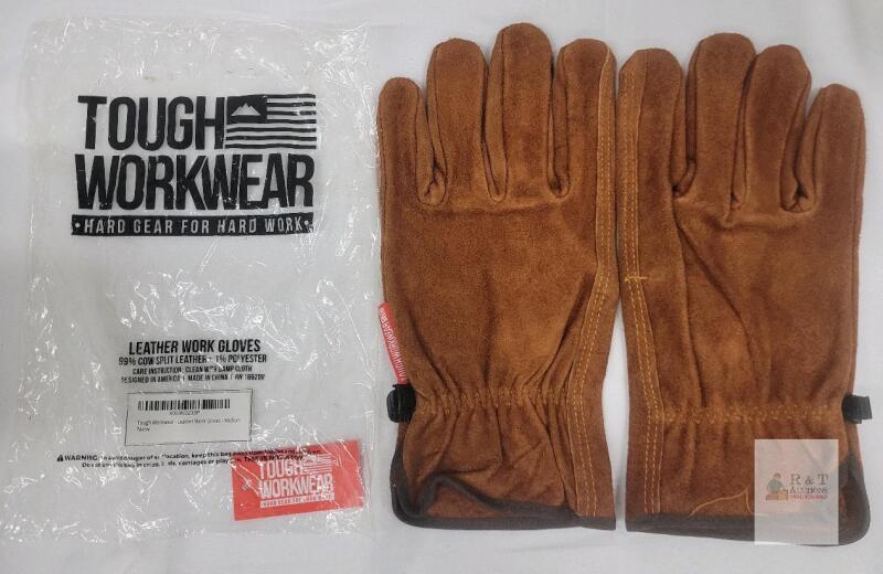 New - Tough Workwear Leather Work Gloves - Size Medium