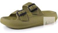New Size 12W-12.5W / 11-11.5M Unisex WEWEYA 2 Buckle Pillow Slides, Flat Athletic Sport Outdoor Sandal, Green