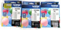 3 New Sealed BROTHER Black LC203BK XL Printer Cartridges