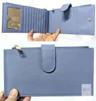 New Feith & Felly Light Blue Women's Card Case Wallet with Tons of Room For Cards + 2 Zippered Sections For Coins or Cash
