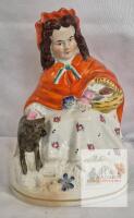 Antique Staffordshire Little Red Riding Hood Hand-Painted Figurine 8.25" Ceramic