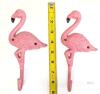 Pair of Cast Iron Flamingo Wall Hooks, Pink Painted, 7" Tall, Decorative Coat/Towel Holder - 2