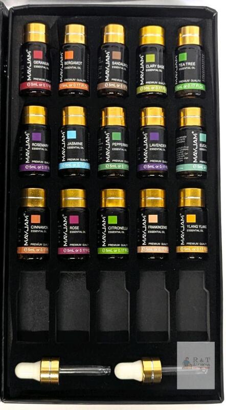 MAYJAM Essential Oils 20-Pack Set, 5mL Bottles, Variety Plant-Based Scents, Dropper Included SEE DESC