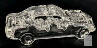 Clear Glass Car-Shaped Collectible Figurine, 6.5 Inch Decorative Sedan with Molded Interior