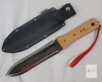 New - Nisaku NJP651 Sansaibori Special Edition HRC58 Japanese Hardened Stainless Steel Hori Weeding & Digging Knife, 7.25-Inch Blade-5.25-Inch Wood Handle, w/Premium Leather Sheath