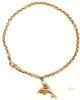 14K Gold Italian Dolphin Charm Chain Bracelet, 7.5" Length, Lobster Clasp, Stamped 585, Italy - 2