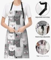 New sz O/S Waldeal Cute Cats Pattern Aprons for Adults With Pockets