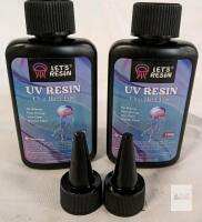 LET'S RESIN UV Resin Clear Hard Type, 100g Bottles, Fast Curing, Low Odor, 2-Pack, with Nozzle Tips