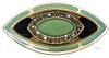 Catherine Popesco France Marquise Art Deco Green Black Enamel Crystal Brooch Pin 2.75" - 2