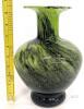 Green and Black Empoli Glass , 8.5" Flared Rim, Pedestal Base, Hand-Blown - 2