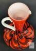 12" Empoli Glass Ewer Red Black Swirl with White Handle - 2