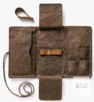 NEW Waxed Canvas & Leather Pipe Roll Tobacco Pouch &ndash; 17" Open, Tool & Pipe Slots, Brown