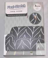 Flexi-Stretch 3-Seater Sofa Cover Black Leaf Print, Polyester/Spandex, Fits 74-90" Wide Couches