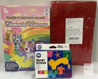 Elemental Unicorns Poke & Diamond Craft Kit with Neon Paint Sticks and Red Glitter Foam Sheet
