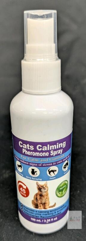 Cats Calming Pheromone Spray, 3.38 fl oz (100 mL), 45 Days, With Valerian, Expires 2028