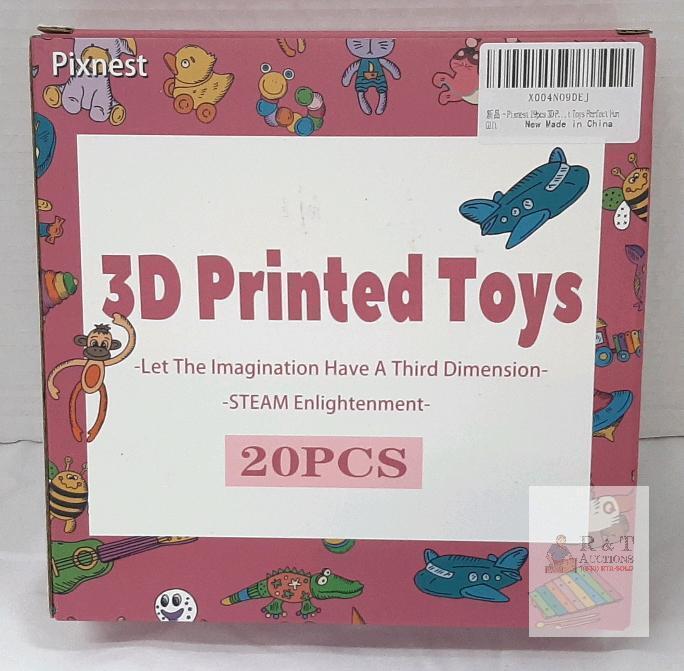 NEW Pixnest 3D Printed Toys Set, 20 Pieces, STEAM Educational, Multicolored Animals & Vehicles