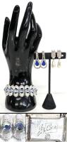 Coro Pegasus Silver-Tone Aurora Borealis Bracelet & Rhinestone Earrings Set 1950s Vintage