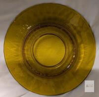 Amber Depression Glass Dinner Plate 11" Geometric Starburst Pattern Pressed Vintage USA