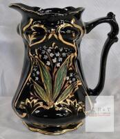 Stunning Antique Ceramic Pitcher 9.25"