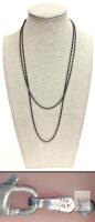 Sterling Silver 925 Oxidized 24&rdquo; Ball Chain Necklace, Italy, 2.4mm Bead, Lobster Clasp