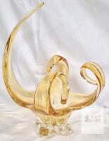 CHALET GLASS Amber Swing Centerpiece Vase, 16.5&rdquo; Tall, Signed Italian Art Glass