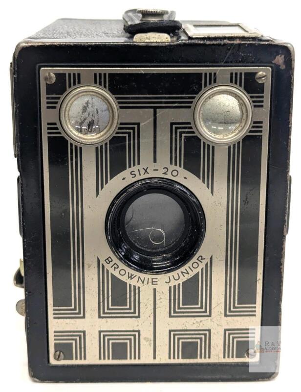 Kodak Brownie Junior Six-20 Box Camera, 620 Film, Dual Viewfinders, Art Deco Faceplate SEE DESCRIPTION