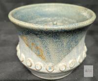 Handmade Studio Pottery Vase, Blue Speckled Stoneware, 3.5" Tall, Laurie Carter 1978