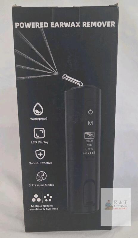 NEW Powered Earwax Remover, IPX7 Waterproof, 3 Pressure Modes, LED Display, Portable, X0043J3R8D