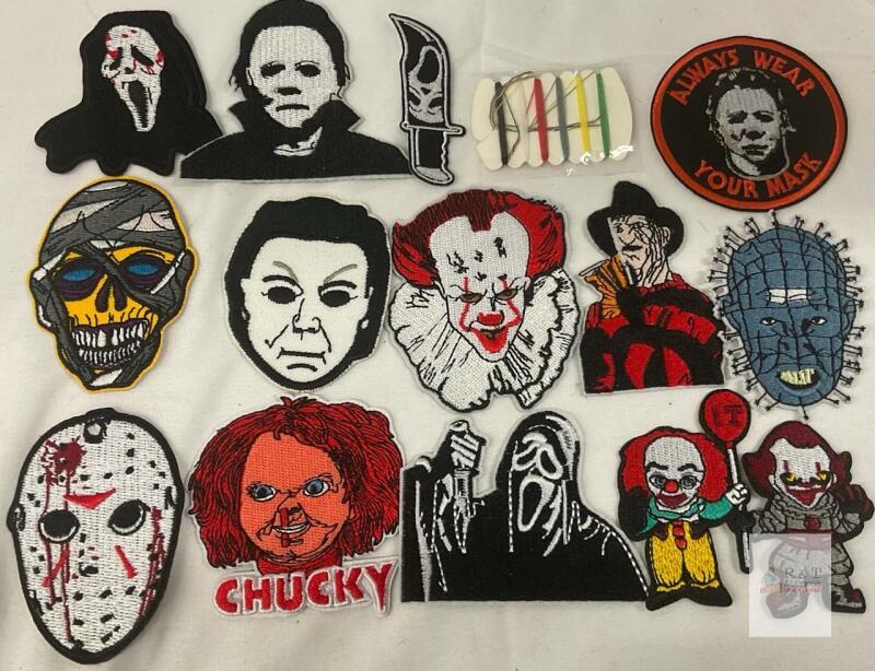13-Piece Iron-On Horror Movie Villain Patches Set &ndash; Michael Myers, Freddy, Jason, Chucky, Pennywise