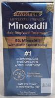 AvitaPure Men's Extra Strength Minoxidil 5% Hair Regrowth Spray, 2 x 2 fl oz, With Biotin, 2 Month Supply
