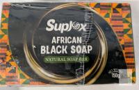 SupJox African Black Soap Bar, Natural, 5.29 oz (150g), Sealed, Ghana-Origin