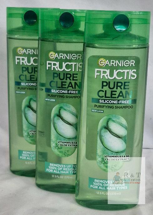 Garnier Fructis Pure Clean Silicone-Free Purifying Shampoo, 12.5 fl oz, Vitamins B3/B6, Aloe, Vegan