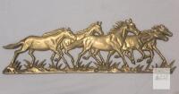 14" Solid Brass Running Horses Wall Plaque &ndash; Vintage Decor, Pre-Drilled Mounting Holes