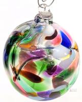 Hand-Blown Multi-Color Art Glass Ornament Ball ~4&rdquo; Hanging Decorative Orb with Swirl Pattern