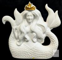 Starbucks Mermaid Ceramic , 7.5" Tall, Gold Crown Accent, Decorative Porcelain