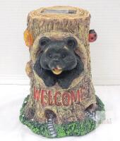 NEW Solar Welcome Bear Garden Statue, 8.3" Resin Yard Decor, LED Pathway Light, X004RB5TN7