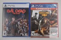PS5 Evil Dead: The Game & PS4 inFAMOUS Second Son PlayStation Hits, Both English/French, Barcodes