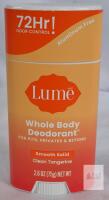 NEW Lume Whole Body Deodorant, Clean Tangerine, 2.6 oz Smooth Solid, Aluminum-Free, 72Hr Odor Control