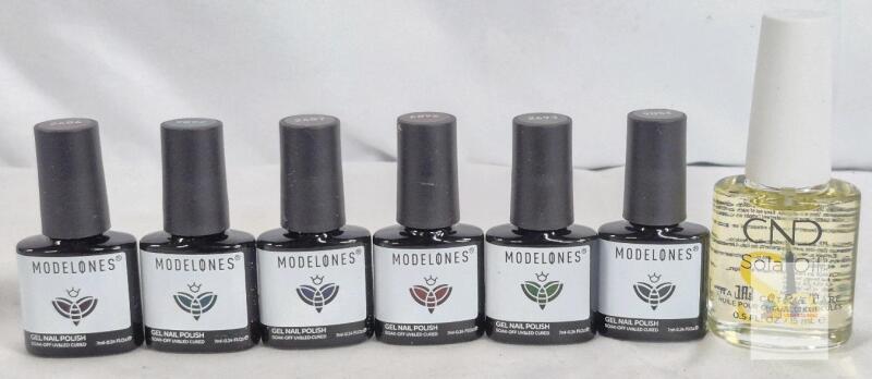 NEW Modelones Gel Nail Polish Set (7 Colors, 0.24 fl oz Each) + CND SolarOil 0.5 fl oz Nail & Cuticle Care