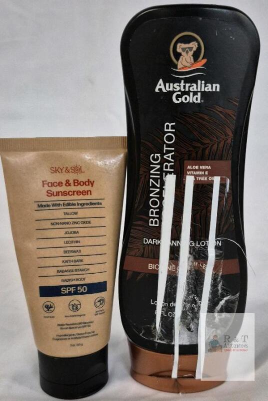 Australian Gold Bronzing Accelerator 8oz & Sky & Sol SPF 50 Face & Body Sunscreen 3oz Lot 25A0516 SEE DESC