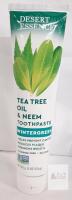 Desert Essence Tea Tree Oil & Neem Toothpaste Wintergreen 6.25oz, Fluoride-Free, Vegan, Non-GMO