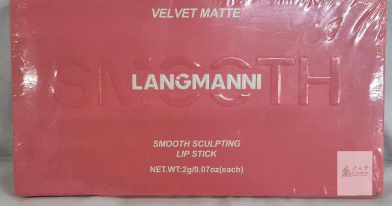 LANGMANNI Smooth Sculpting Velvet Matte Lipstick Set, 15 Colors, 2g Each, Sealed, Exp 2028