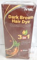 IVNIL Dark Brown Hair Dye Shampoo 3-in-1, 16.9 fl oz (500ml), Sealed, Exp 2028, Batch 20251528120