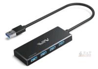 WIN 4 Port USB 3.0 Hub, Ultra-Portable, Model UA043-BK, Black, Bus-Powered