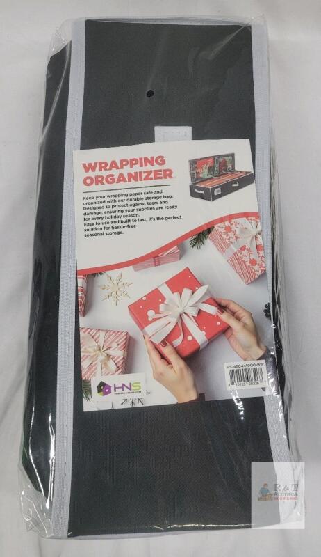 HNS Wrapping Paper Organizer Bag, Model HS-450441000-BW, 40"x14"x6", Zipper Closure, Black