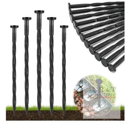 New - Garaook 150 Pcs 8&rsquo;&rsquo; Landscape Plastic Garden Spikes.- Black