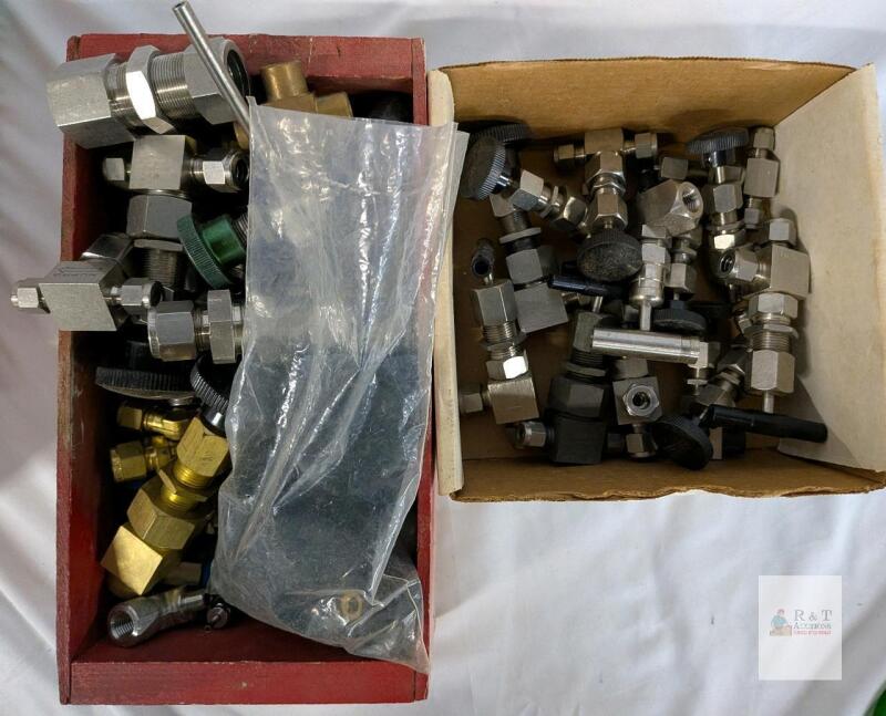 Assorted Stainless Steel & Brass Instrument Valve and Compression Fitting Lot ~40pcs, Mixed Types